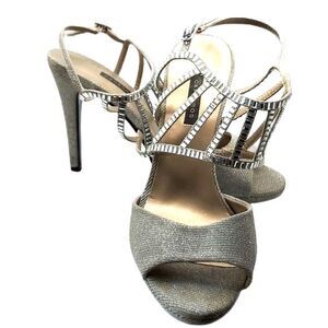 Sandals by Caparros, Silver with Rhinestones, Size 9